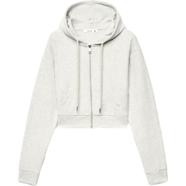 Felpa con cappuccio da donna in bianco neve collo con cappuccio a maniche lunghe con zip in viscosa Terranova