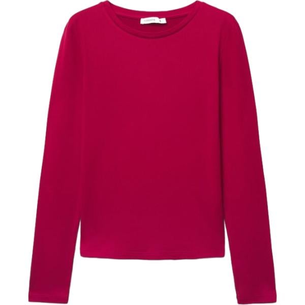 T-shirt da donna in bordeaux con scollo a maniche lunghe in poliestere Terranova Terranova