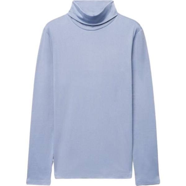 T-shirt da donna in azzurro collo alto a maniche lunghe in poliestere Terranova