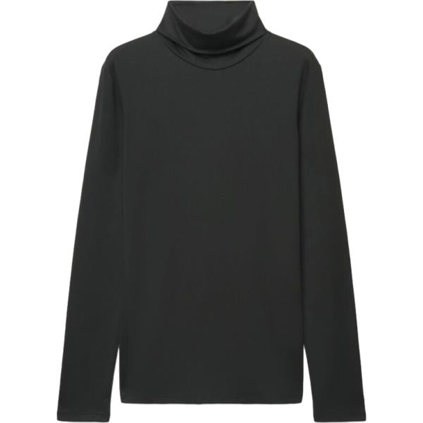 T-shirt da donna in nero pece collo alto a maniche lunghe in poliestere Terranova