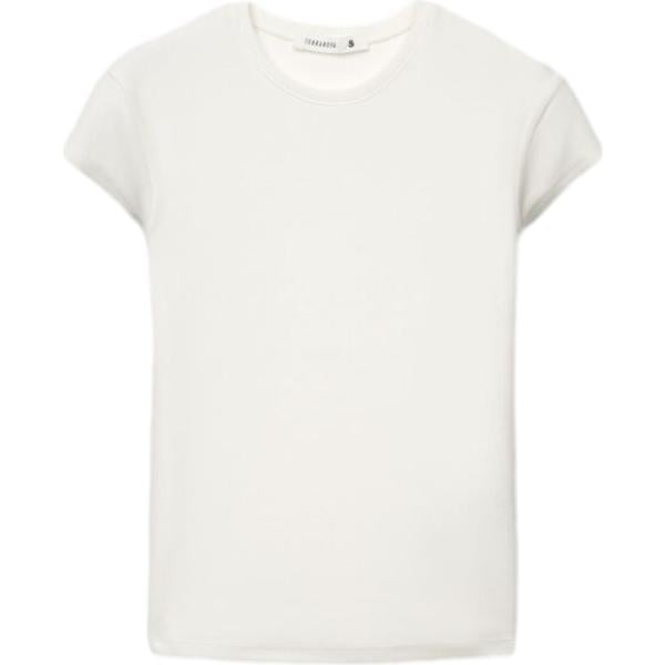T-shirt da donna in bianco neve girocollo a maniche corte in viscosa Terranova