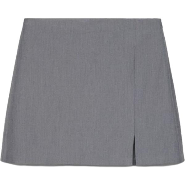 Minigonna da donna in grigio scuro con spacco con zip in viscosa Terranova