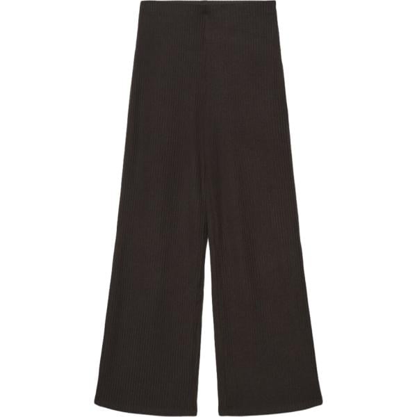 Pantaloni a palazzo da donna in marrone scuro senza tasche a vita alta Terranova