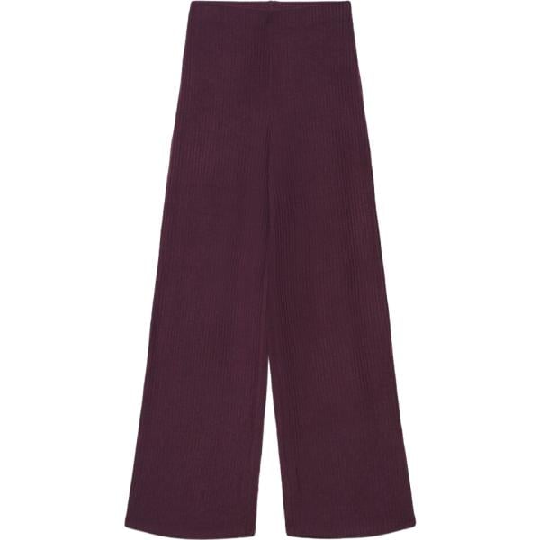 Pantaloni a palazzo da donna in bordeaux senza tasche a vita alta Terranova