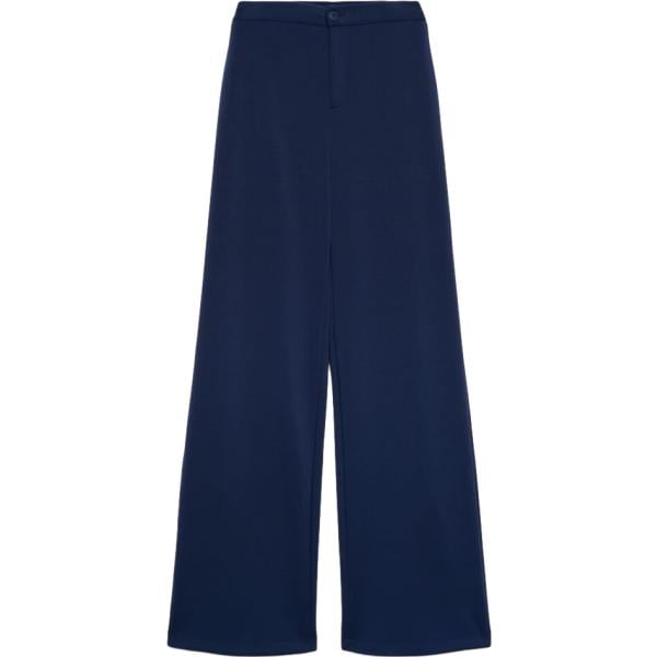 Pantaloni a palazzo da donna in blu scuro a vita alta con zip in viscosa Terranova