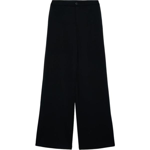 Pantaloni a palazzo da donna in nero pece a vita alta con zip in viscosa Terranova