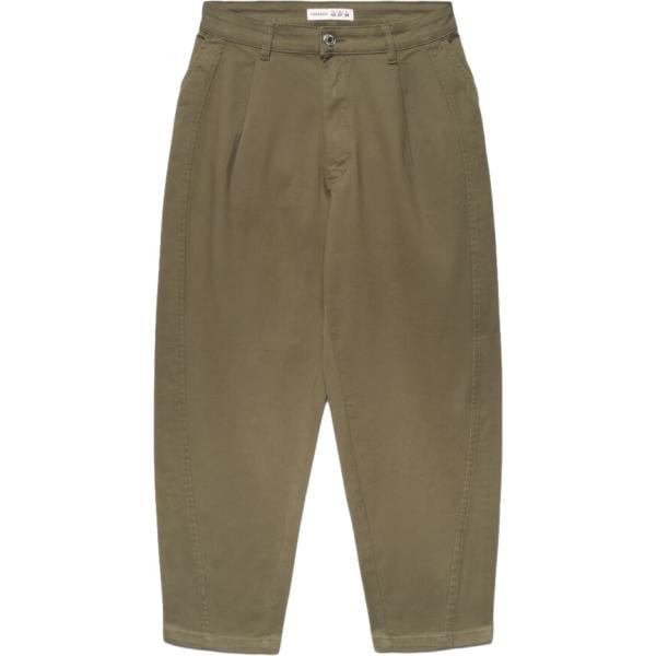 Pantaloni da donna in marrone chiaro con zip in cotone Terranova