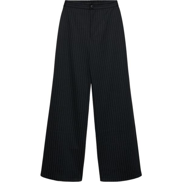 Pantaloni da donna in nero pece a righe con zip Terranova