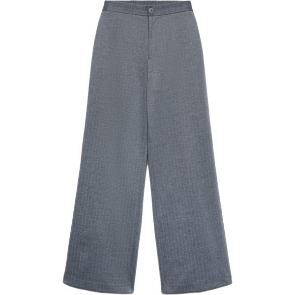 Pantaloni da donna in grigio scuro a righe con zip Terranova