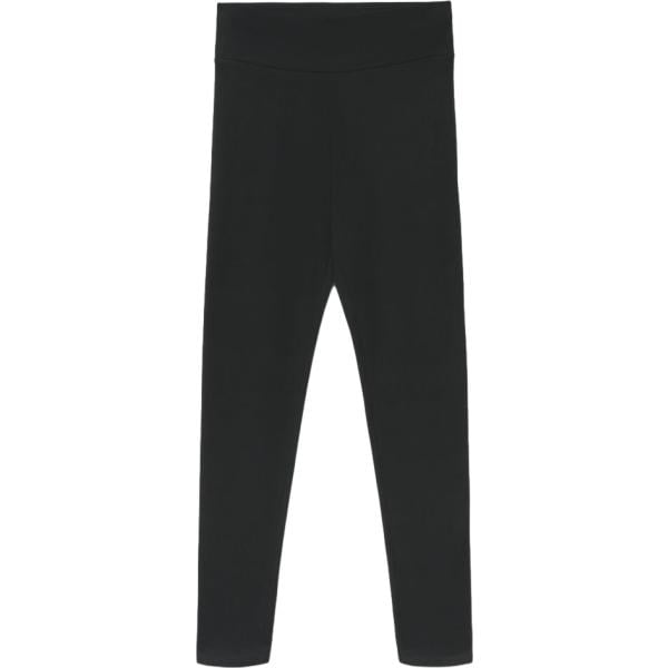 Leggings da donna in nero pece senza tasche a vita alta con cintura in cotone Terranova