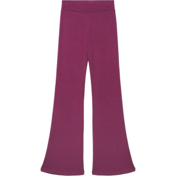 Leggings da donna forma svasata in viola scuro senza tasche a vita alta in viscosa Terranova