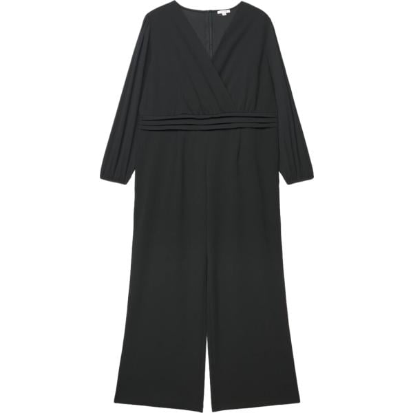 Tuta da donna a fascia in nero pece collo a v lungo a maniche lunghe con zip in poliestere Terranova Terranova