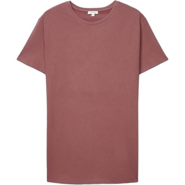 T-shirt da donna in viola scuro girocollo maxi a maniche corte in cotone Terranova