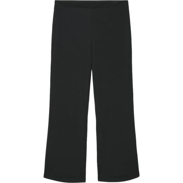 Pantaloni da donna forma svasata in nero pece senza tasche a vita alta in poliestere Terranova