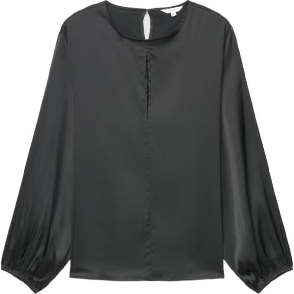 Camicia da donna a goccia in grigio scuro con scollo a maniche lunghe Terranova