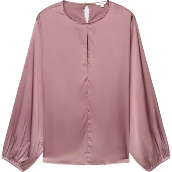 Camicia da donna a goccia in marrone chiaro con scollo a maniche lunghe Terranova