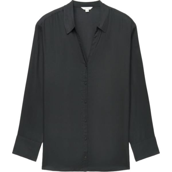Camicia da donna in grigio scuro collo classico a maniche lunghe con bottoni in viscosa Terranova