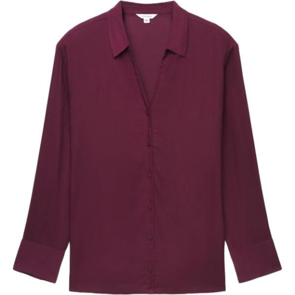 Camicia da donna in bordeaux collo classico a maniche lunghe con bottoni in viscosa Terranova