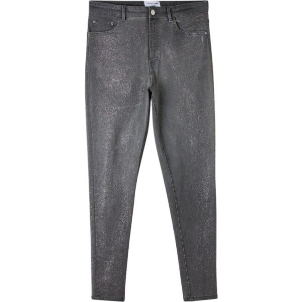 Jeans skinny da donna in grigio scuro effetto laminato con tacco lungo in viscosa Terranova Terranova
