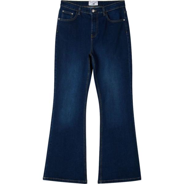 Jeans a zampa da donna in blu scuro con tacco bassa in viscosa Terranova