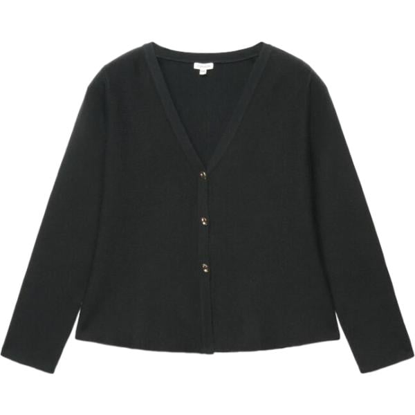 Cardigan da donna in nero pece curvy collo a v a maniche lunghe con bottoni Terranova