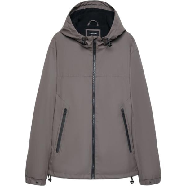 Giacca soprabito da uomo in marrone scuro collo con cappuccio con zip Terranova
