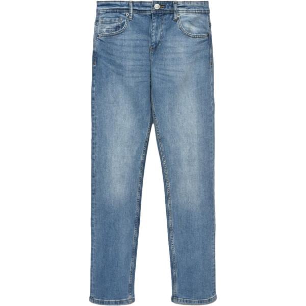 Jeans dritti da uomo in azzurro cinque tasche con zip in denim Terranova
