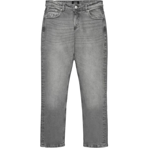 Jeans dritti da uomo in grigio scuro cinque tasche con zip in denim Terranova