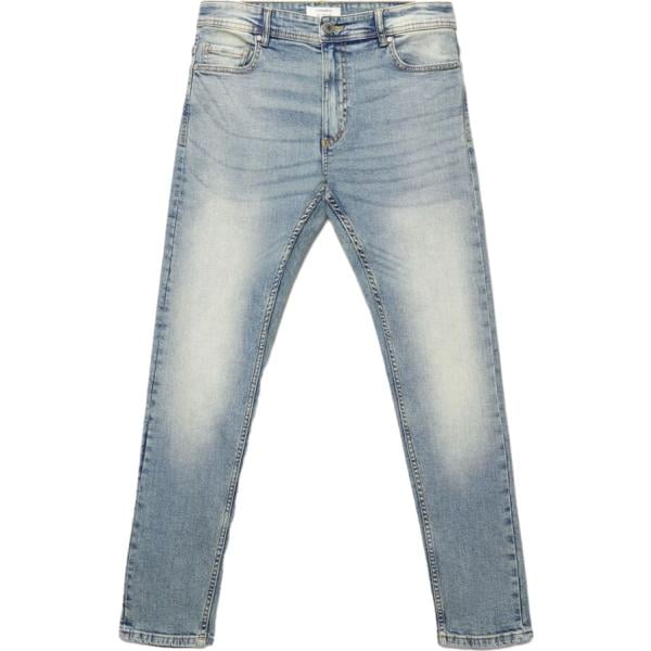 Jeans skinny da uomo in grigio scuro cinque tasche con zip in denim Terranova