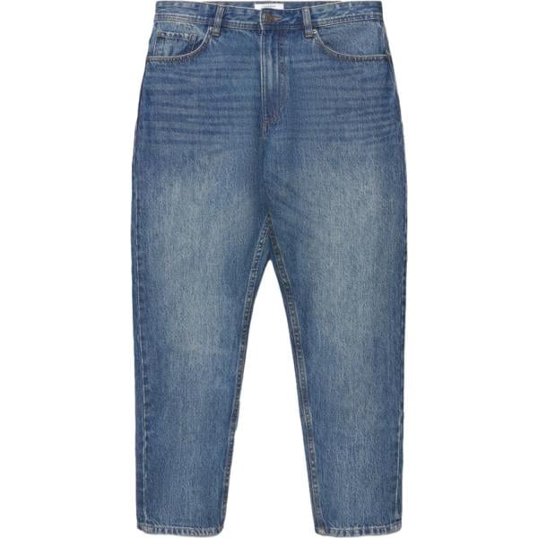 Jeans dritti da uomo in blu scuro lungo con zip in denim Terranova