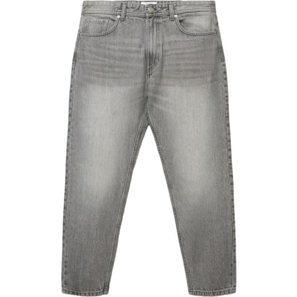 Jeans da uomo in grigio chiaro lungo con zip in denim Terranova