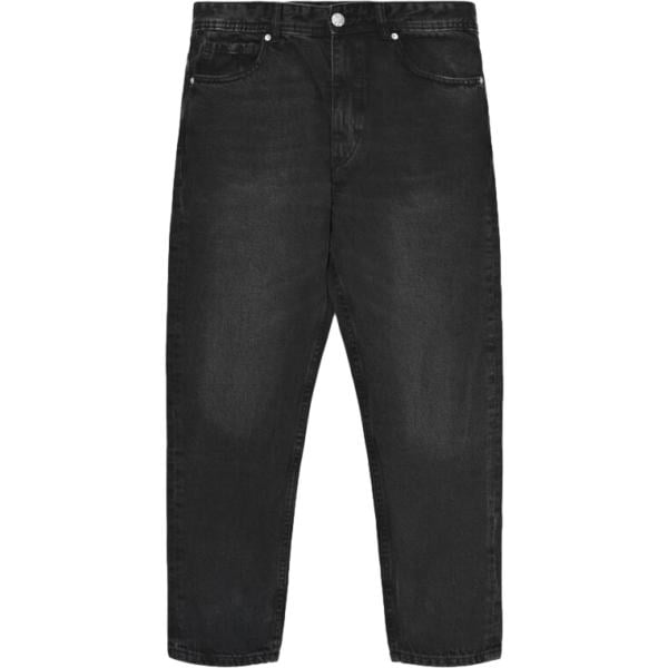 Jeans da uomo in nero pece lungo con zip in denim Terranova