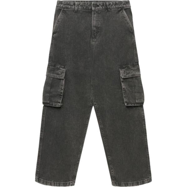 Jeans da uomo in grigio scuro maxi a vita media con zip in denim Terranova