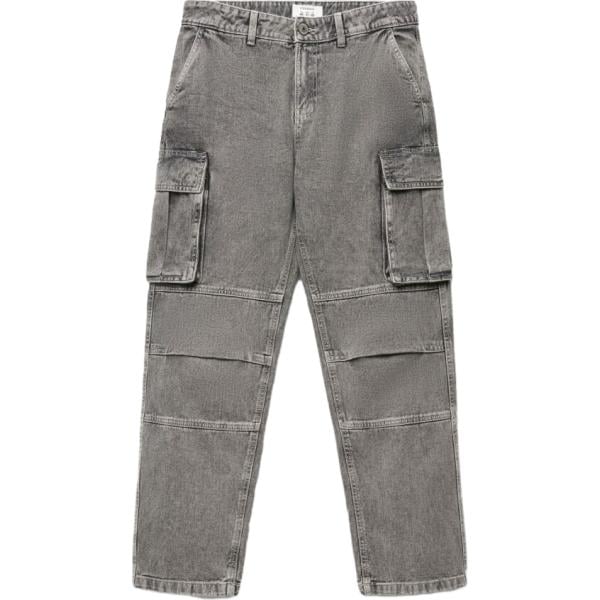 Jeans da uomo in grigio scuro con zip in denim Terranova