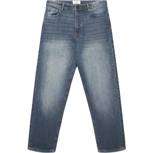 Jeans da uomo in blu scuro lungo con zip in denim Terranova