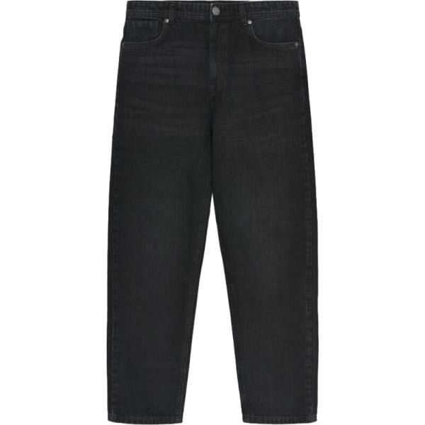 Jeans da uomo in nero pece lungo a vita media con zip in denim Terranova