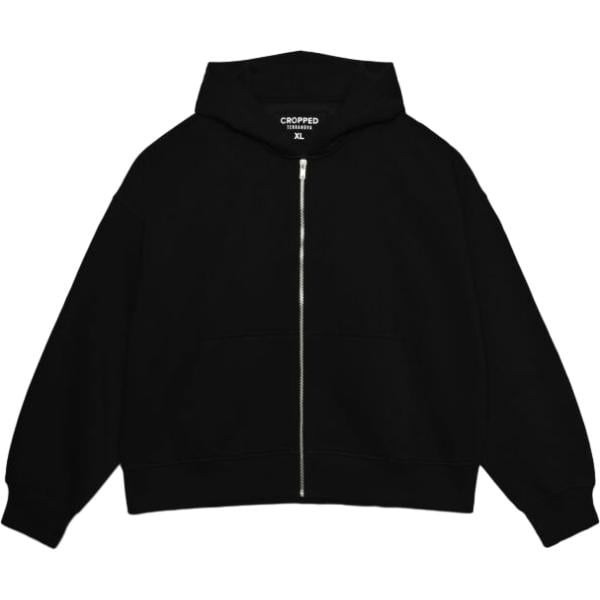 Felpa con cappuccio da uomo in nero pece collo con cappuccio con zip Terranova