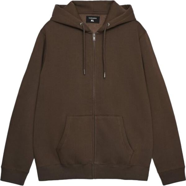 felpe con cappuccio Terranova marrone tinta unita