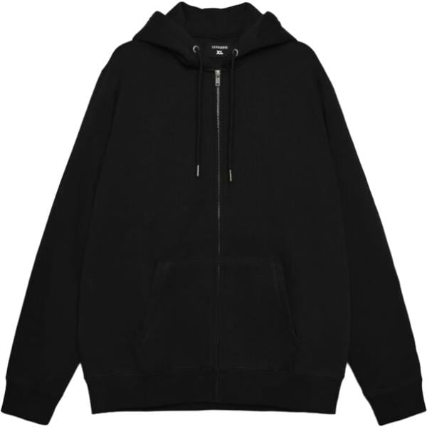 Felpa con cappuccio da uomo in nero pece collo con cappuccio a maniche lunghe con zip Terranova