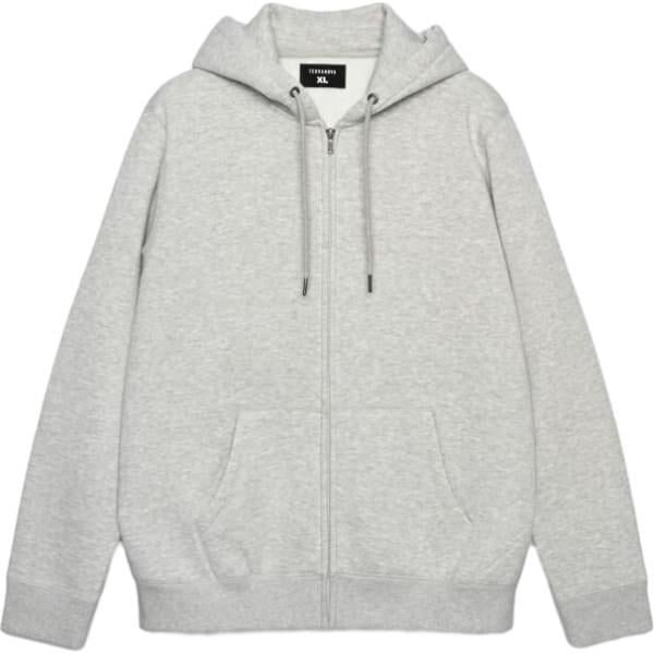 Felpa con cappuccio da uomo in grigio chiaro collo con cappuccio a maniche lunghe con zip Terranova