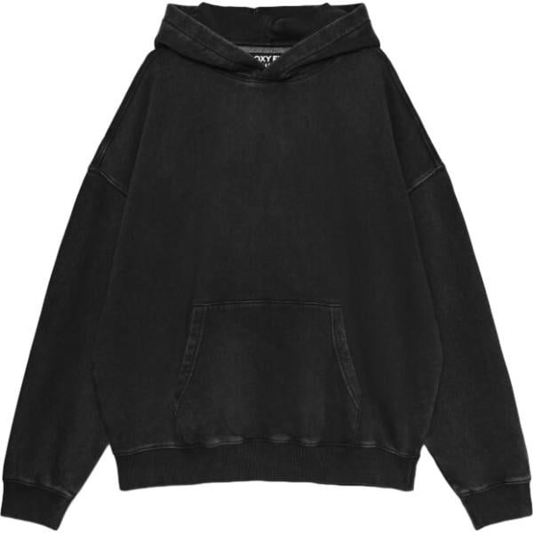 Felpa con cappuccio da uomo in nero pece collo con cappuccio a maniche lunghe con zip in cotone Terranova