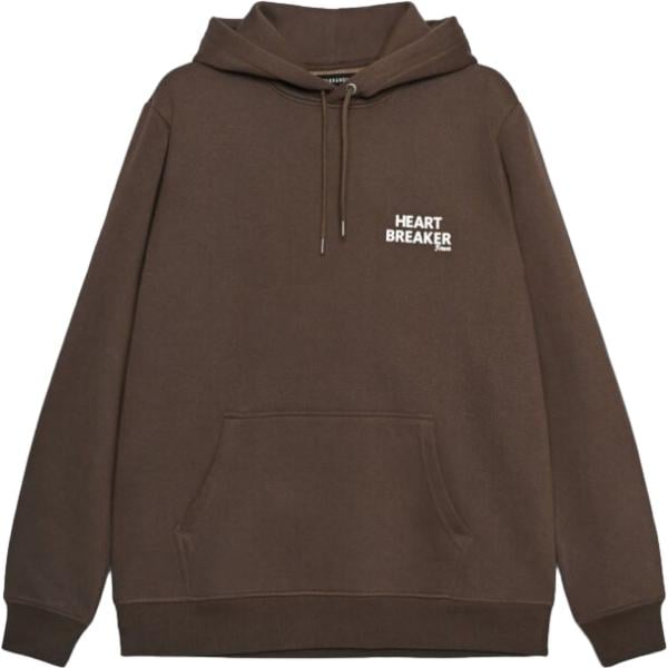 Felpa con cappuccio da uomo in marrone scuro con stampe collo con cappuccio a maniche lunghe con zip Terranova