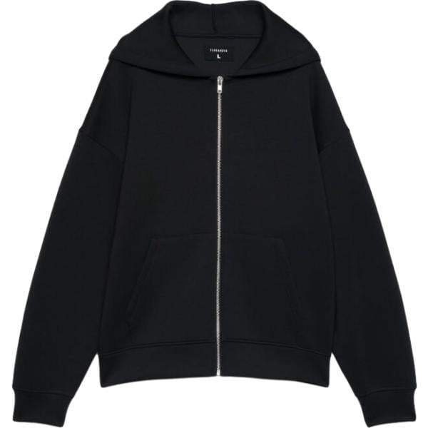 Felpa con cappuccio da uomo in nero pece collo con cappuccio a maniche lunghe con zip in viscosa Terranova