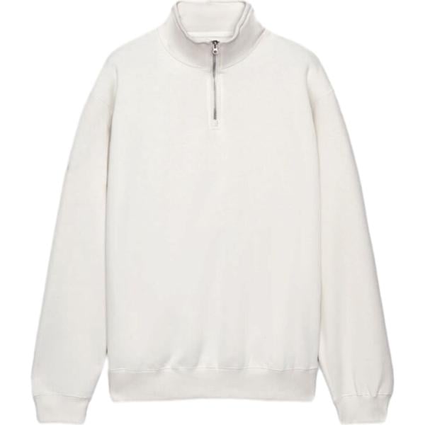 Felpa da uomo in bianco neve collo senza cappuccio corto a maniche lunghe con zip Terranova Terranova
