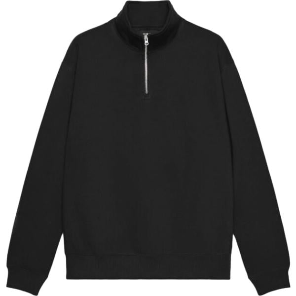 Felpa da uomo in nero pece collo senza cappuccio a maniche lunghe con zip Terranova