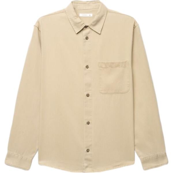 Camicia da uomo in beige sabbia collo classico a maniche lunghe con bottoni Terranova Terranova