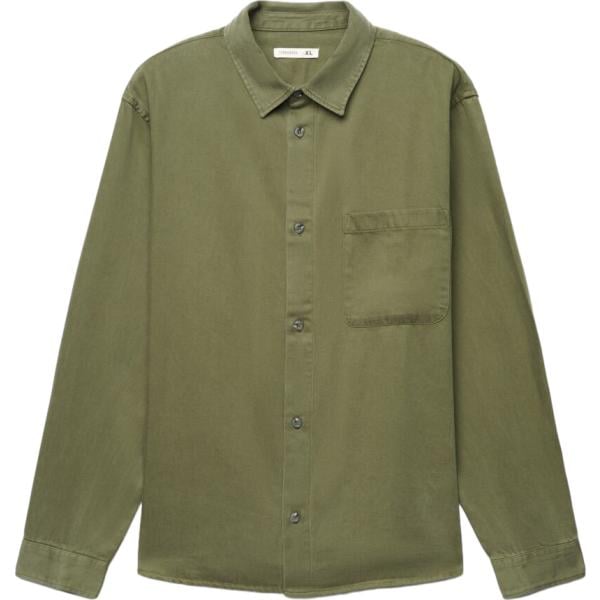 Camicia da uomo in verde oliva collo classico a maniche lunghe con bottoni Terranova