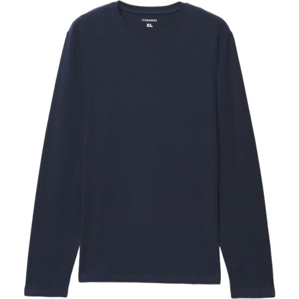 T-shirt da uomo in blu scuro girocollo a maniche lunghe in cotone Terranova