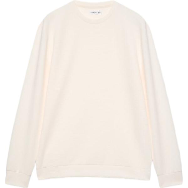 T-shirt da uomo in bianco avorio girocollo a maniche lunghe Terranova Terranova