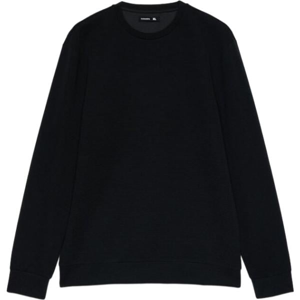 T-shirt da uomo in nero pece girocollo a maniche lunghe Terranova